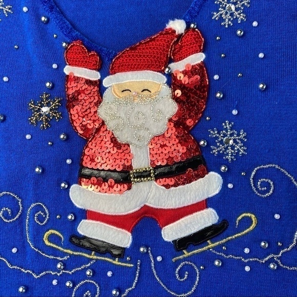 Santa Ugly/Cute Christmas V-Neck Sweater - Picture 8 of 16